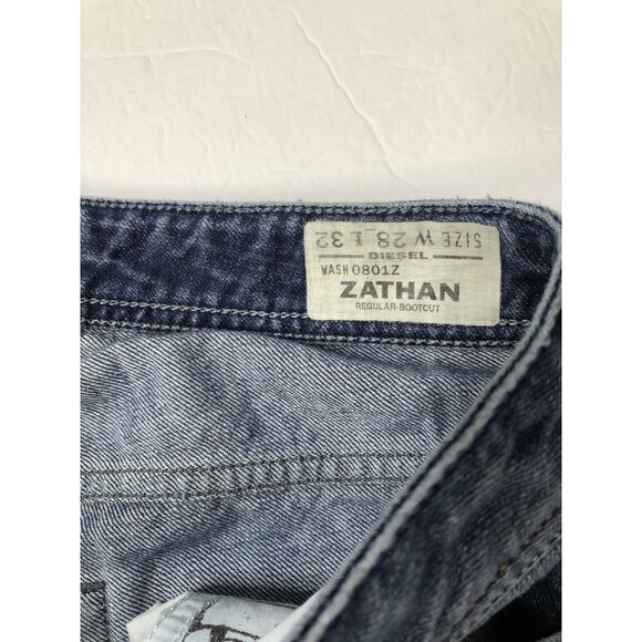Diesel Industry Zathan Mens 28x25 Blue Denim Jeans Regular Bootcut Hemmed - Picture 4 of 8